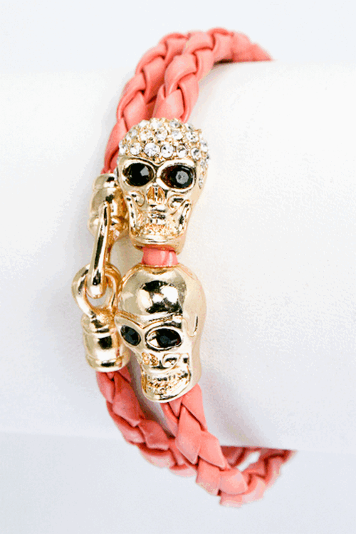 Gold Skull Braid Wrap Bracelet